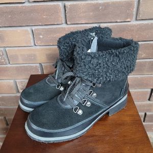 Sporto zip up rubber sole faux shearling cuff snow ankle boots Darla